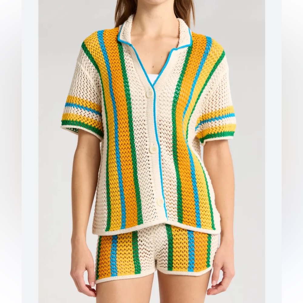 MOTHER The Camp Champ Crochet Shirt